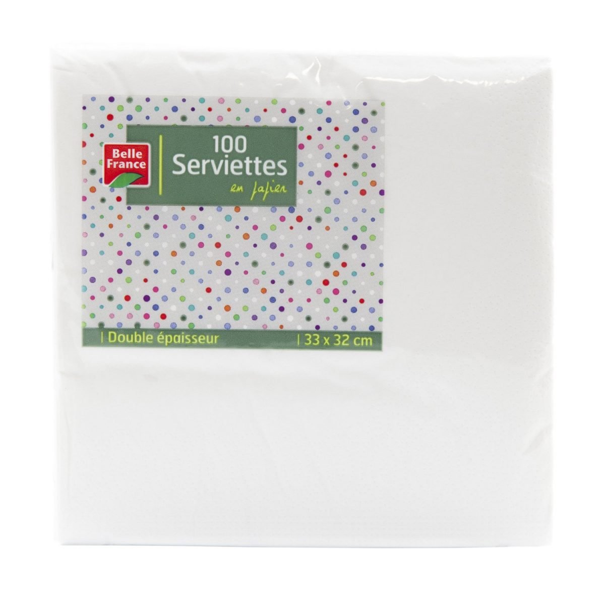 BELLE FRANCE 100 SERVIETTES BLC 33*32 CM – Image 1